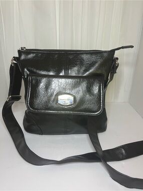 Franco Sarto Black Leather Low Profile Messenger Bag